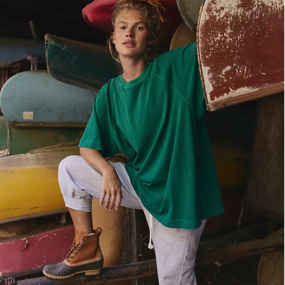 FP Movement by Free People Oversized Short Sleeve Tee in Emerald Green